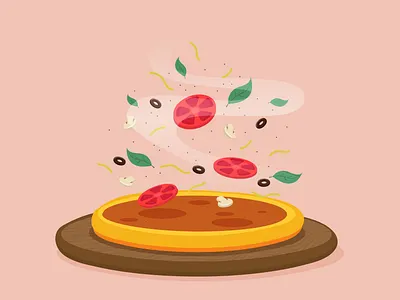 Hot pizza dinner dish flat food hot illustration italy pizza tomato vector