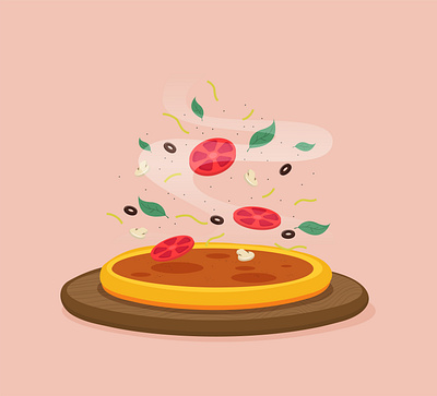 Hot pizza dinner dish flat food hot illustration italy pizza tomato vector