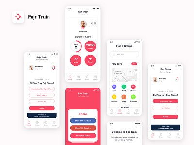 Fajr Train Mobile Application 2020 clean design android mobile app app application design dashboard chart finance flat app ui illustration icon game islam namaz salat training knowledge management trendy minimal modern typography ui ux