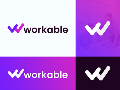 Workable Logo Design app icon blockchain brand identity branding contractor cryptocurrency finance fintech letter w logo design m logo marketing marketing agency media agency monogram saymon studio software technology w logo web design