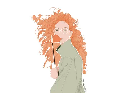 Red curly hair character design digital digitalillustration fashion fashionillustration girl graphicdesign hair illustration illustrator ipad minimalism portrait procreate shapes springvibes warm