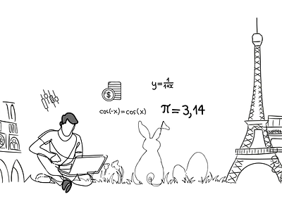 Student learning boys campus digital learning draw drawing drawingart e learning formation france illustration laptop paris student study