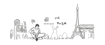 Student learning boys campus digital learning draw drawing drawingart e learning formation france illustration laptop paris student study