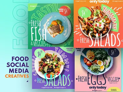 Social Media Food Banners Set 3 banners beverage design creative templates design templates food food ads food and drink food art food banners food creatives food cretives food social social media templates