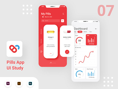 Pills App app branding design flat illustration logo minimal ui ux vector