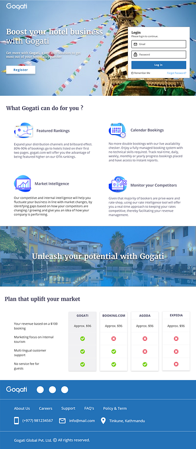 Gogati webpage design booking app branding design hotel app hotel booking minimal ui ux web web page design website