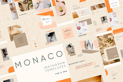 MONACO - Instagram Posts & Stories banner blog branding design fashion instagram instagram post instagram stories instagram template mood photoshop png psd psd design psd template social media stories template