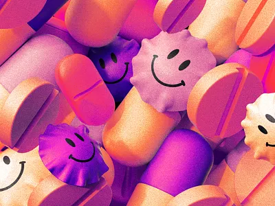 Pills pills pills! 3d acid c4d drugs editorial illustration pills virus