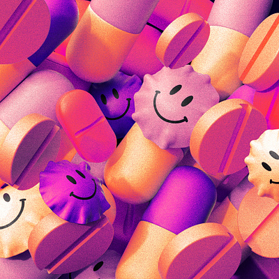 Pills pills pills! 3d acid c4d drugs editorial illustration pills virus