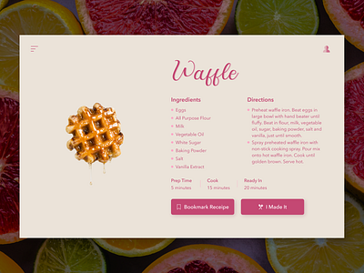 Receipe Card design dribbleweeklywarmup figma ui web website