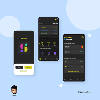 Cryptocurrency Utility Mobile App. blockchain codemathics crevatal cryptocurrency design illustration prototype typography ui ux uxdesign