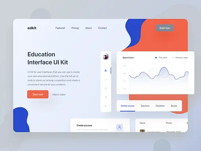 Edkit landing page app chart dashboard graph interface landing page statistics ui ux