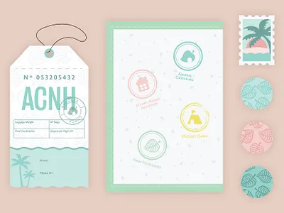 Animal Crossing: New Horizons Swag airline animal crossing branding branding and identity design luggage print design tropical vacation videogames
