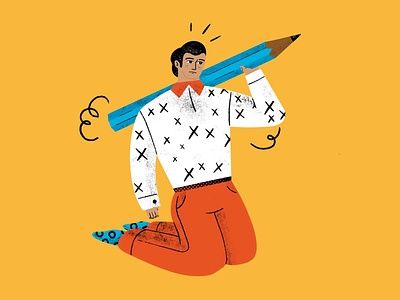 Heavy art doodle editorial illustration pencil sketch yellow