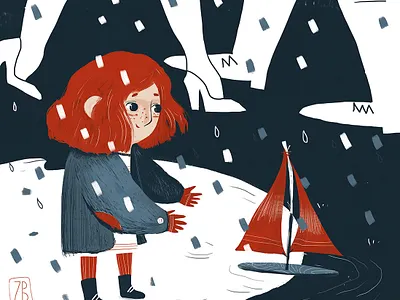 ship characterdesign children book girl illustration inspiration kid raedhair rain redhead ship sketch wacom