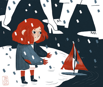 ship characterdesign children book girl illustration inspiration kid raedhair rain redhead ship sketch wacom