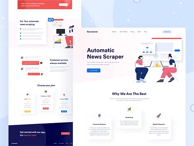 News Scraper - Landing Page Design app design clean design flat illustration landing page new ui uiux user experience user interface ux web web design web ui design webdesign website website design