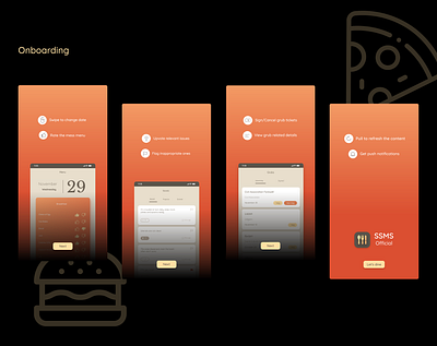 Onboarding - Food service application adobexd app design design food and drink food app onboarding onboarding screen onboarding ui orange