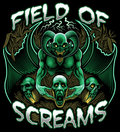 Field Of Screams illustration branding halloween haunted haunted house hearse illustration illustrations logo logo design monster vector vehicle graphics vinyl