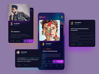 Music Dark Theme UI app dark dark ui design interface design mobile music product ui design ux design