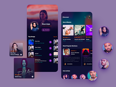 Music Dark Theme UI app dark theme design interface music app ui ux design