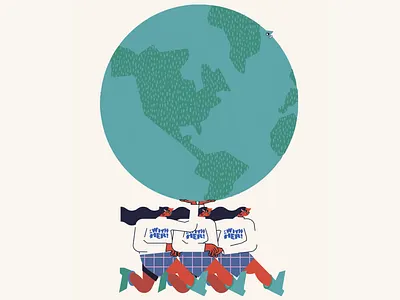 International Women's Day! boots carry character earth feminism globe illustration interational load run support together trot women