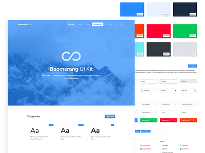 Boomerang - Free Bootstrap UI Kit agency bootstrap business business cards buttons colors component free freebie startup theme typography uikits