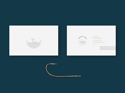 Timothy's Stuff Fishing Equipment - Business Card blues brand brand identity branding business card fish fishing fishing logo flat hook logo logo design luxury mark sea typography visual identity wave