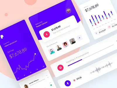 UI Kit app design blocks cards cards ui expenses graph installer message money payments recorder ui ui design