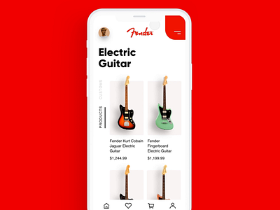 Fender Electric Guitar Mobile Slider Prototype carousel design guitar microinteraction mobile mobileapp mobiledesign principle app principleapp product slider prototype prototype animation uidesign