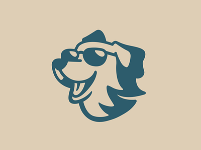 Golden Retriever - Opt 2 aviator branding cool dog enjoy fun funny fur golden retriever happy icon identity logo mark negative space positive simple symbol wind window