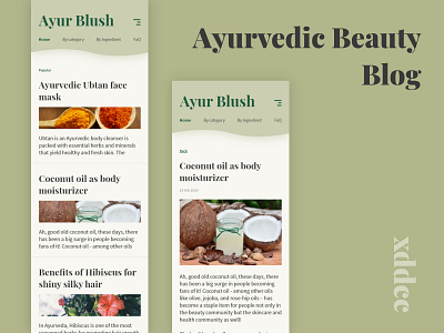 Beauty Blog adobe xd ayurveda ayurvedic beauty beauty blog blog blogger ui xddcc