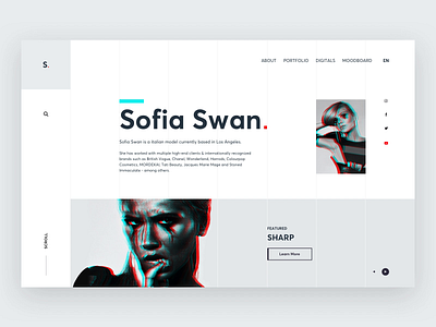 Sofia Swan website concept. animation black white black and white branding design girl imagery inspiration model motion parallax personal brand personal project ui web design