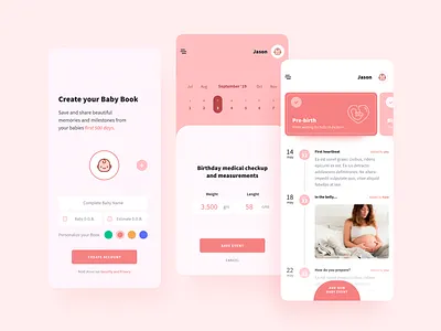 Baby Book UI - Custom color app baby color schemes colorful design interface design mobile app ui design ux design
