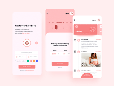 Baby Book UI - Custom color app baby color schemes colorful design interface design mobile app ui design ux design