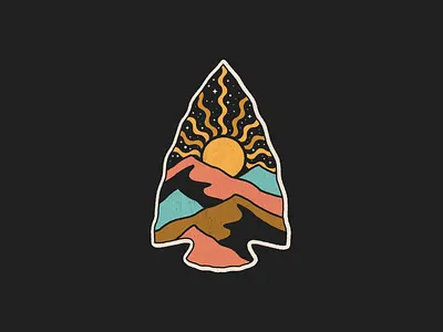 Arrowscape apparel arrowhead illustration illustrator mountains native nature shadow shirt stars sun texture vector