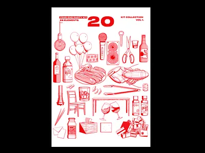 Year-end Party Kit alchohol calendar celebrate dance design dinner drawing gift illustration karaoke korea korean lobster mike party red restaurant soju wine year end