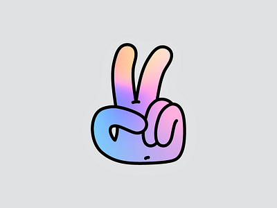 Holographic Deuces character deuces drawing hand hand drawn holographic illustration illustrator minimal peace sticker stickermule vector