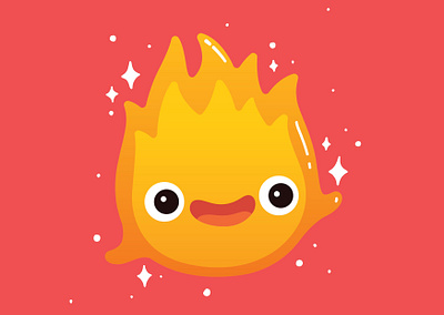 calcifer calcifer cute fire fires flame flames ghibli illustration kawaii