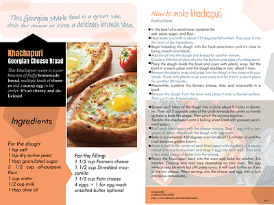 Recipe card "Adjarian Khachapuri"-Georgian Cheese Bread. adjara adjaruli batumi bread card design dish favorite georgian ingredients instructions khachapuri recipe recipes restaurant tbilisi