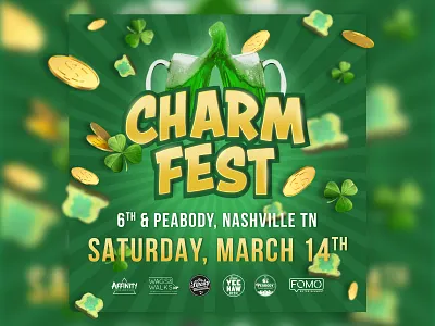 Charm Fest Flyer 🍻🍀 beer brand branding charm coins design designer digital design digital designer fest flyer flyer design gold graphic design lucky shamrock shamrocks st patricks day type typography