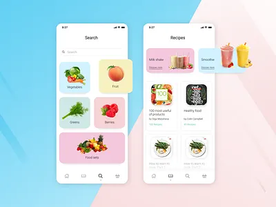 Buy food and enjoy recipes app cards cards ui catalog design food food app list menu mobile online shop online store recipes ui ux