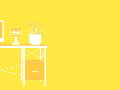 Ideal Desk art branding computer design desk graphic illustration illustrator lamp procreate vector web work workspace yellow