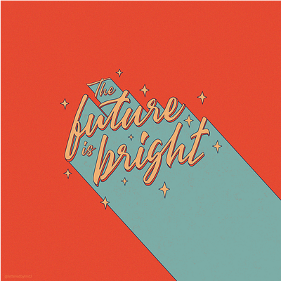 The Future Is Bright retro type art typogaphy