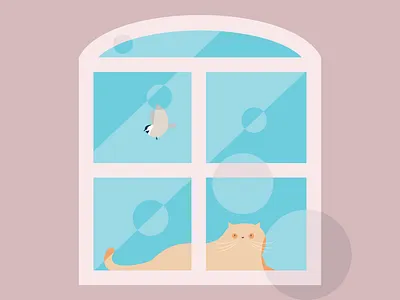 Quarantined art bird cat design flat illustration vector