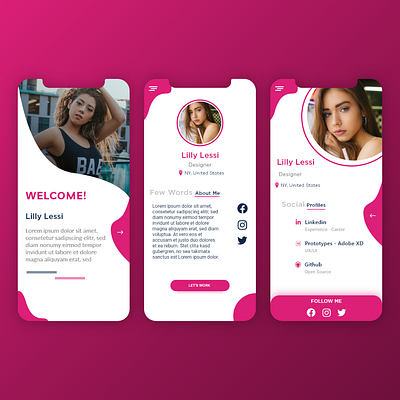Profile App UI app design graphicdesign mobile ui ui uidesign user interface ux vector