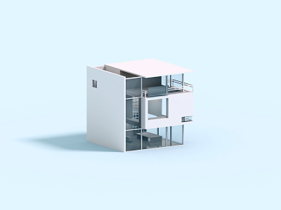 Cubic 3d house illustration isometric minimal voxel voxelart