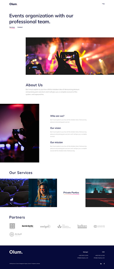 Olum - Business & Events Management Agency Sketch Template agency blog business cleam corporate creative design events minimal modern organization simple template ui ux