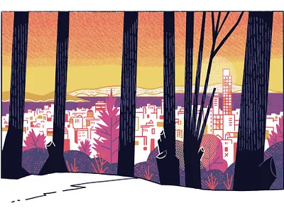 SF Buena Vista Park california city colors drawing editorial forrest illustration park san francisco simple skyline tree urban urbansketch usa