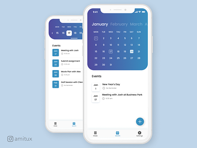 Calendar App UI Design calendar calendar app calendar ui design illustration minimal minimalist ui